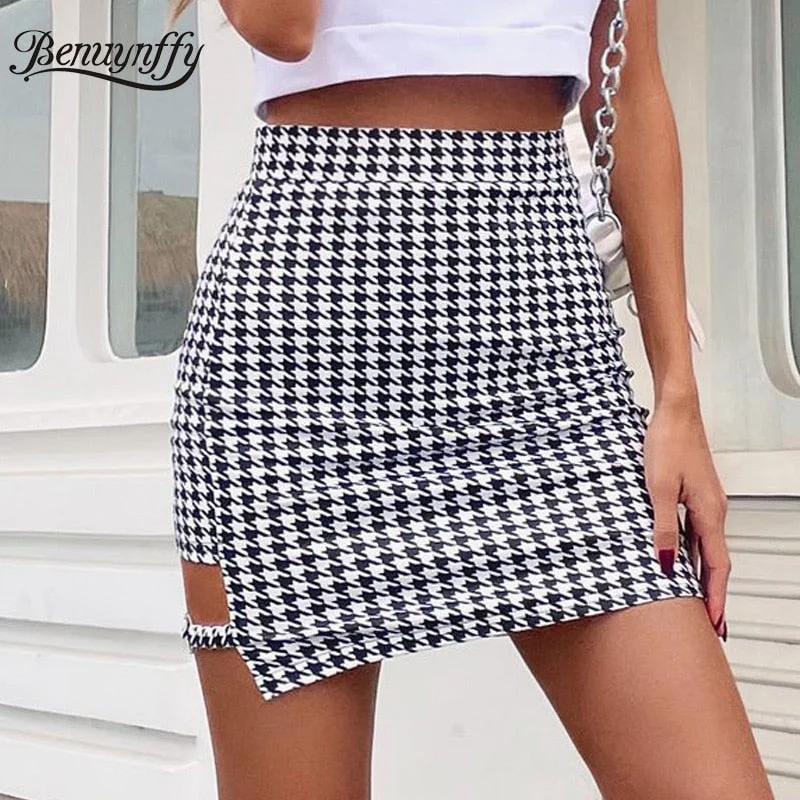 Asymmetrical Mini-skirt zip skirt side