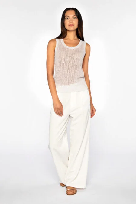 Kinross Cashmere Lurex Mesh Tank v-neck tank top