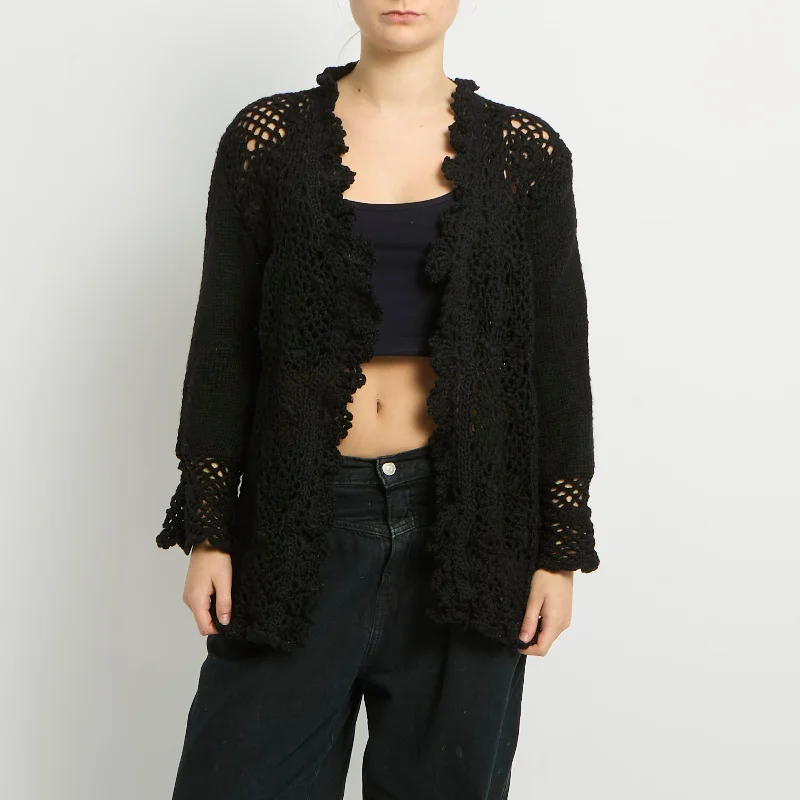 Crochet Knitted Cardigan - UK 14 Sequined Glittery Shiny