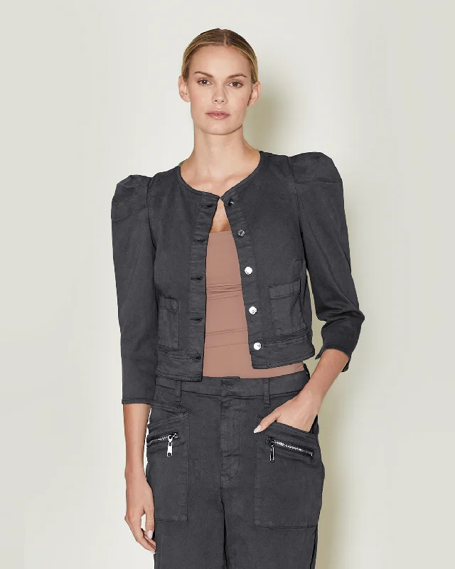 Sienna Jacket Washed Black - LE JEAN Anorak Shell Jacket Lightweight Jacket