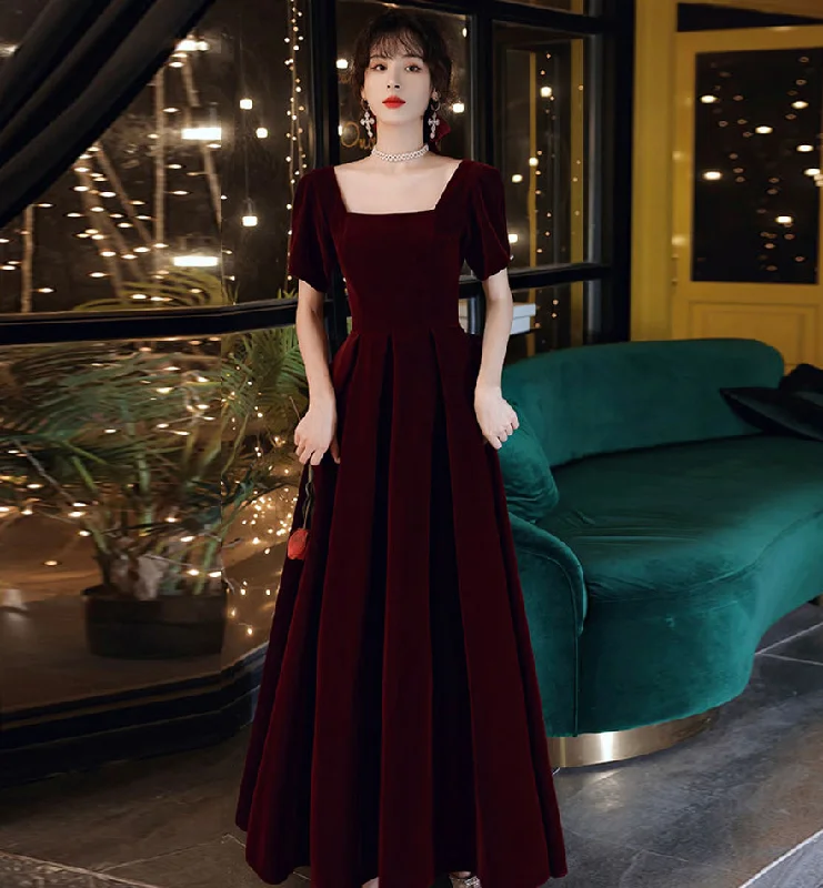 Cute velvet short prom dress with bow party dress Tunics Practical easy-care