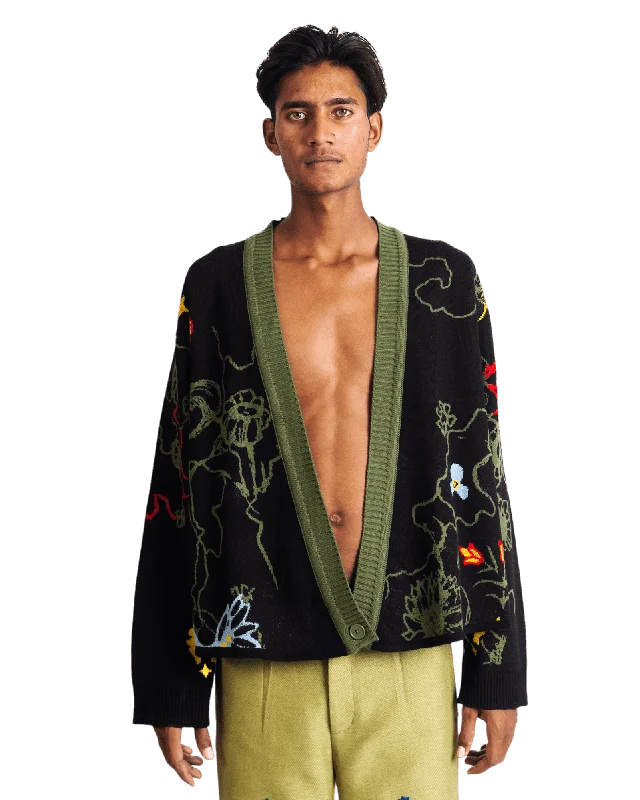 "GATSBY" CARDIGAN Chenille Fabric Brocade Fabric Lace Fabric