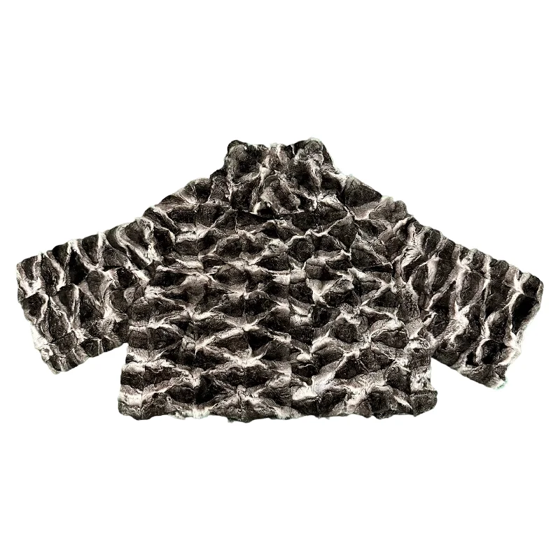Kashani Women's Diamond Cut Chinchilla Fur Bolero Jacket Cardigan Sweater Pullover