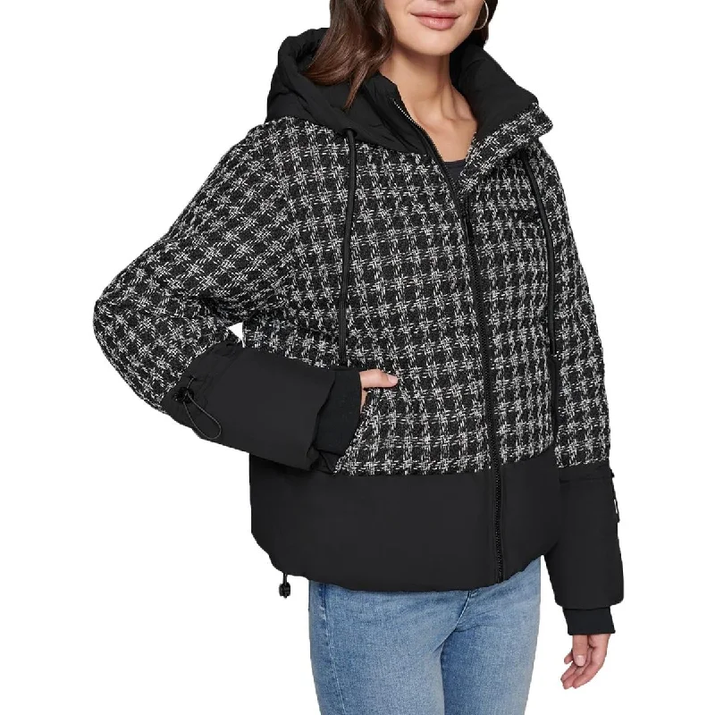 Karl Lagerfeld Womens Hooded  Puffer Jacket Faux Fur Jacket Real Fur Jacket Shearling Jacket