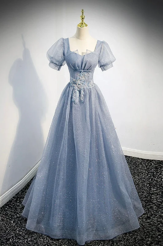 Cute Tulle Lace Long Prom Dresses, A-Line Evening Party Dresses Tunics Seasonal trendy