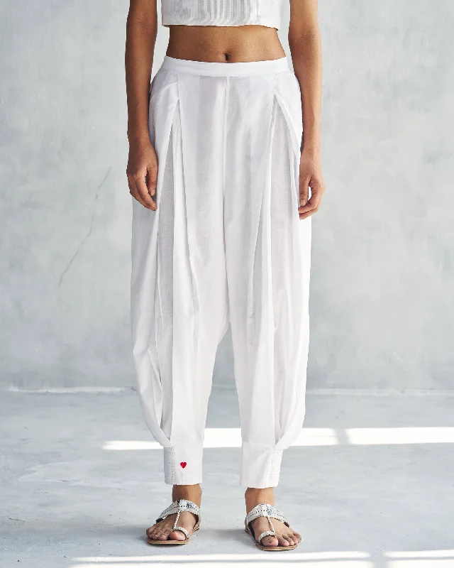 Puff Pants - White Casual Yoga Pants