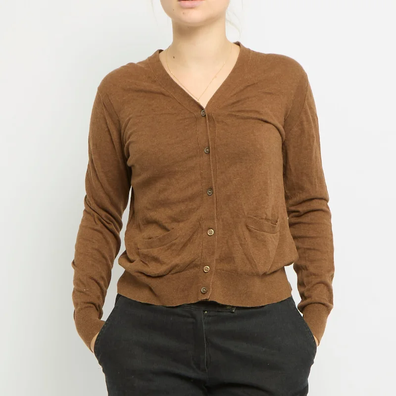 V-Neck Knitted Cardigan - UK 10 Asymmetrical,ymmetric Pencil Cardigan