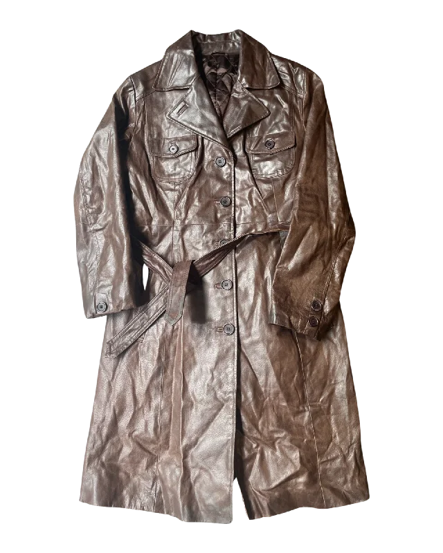 Vintage Leather Trench Jacket Fitted Jacket Loose Jacket Oversized Jacket