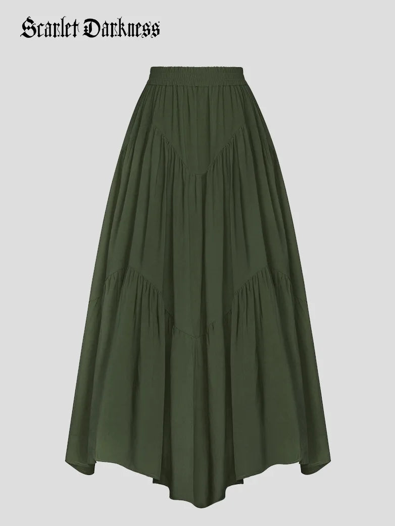 Women Renaissance Irregular Hem Tiered Swing Skirt lace skirt delicate