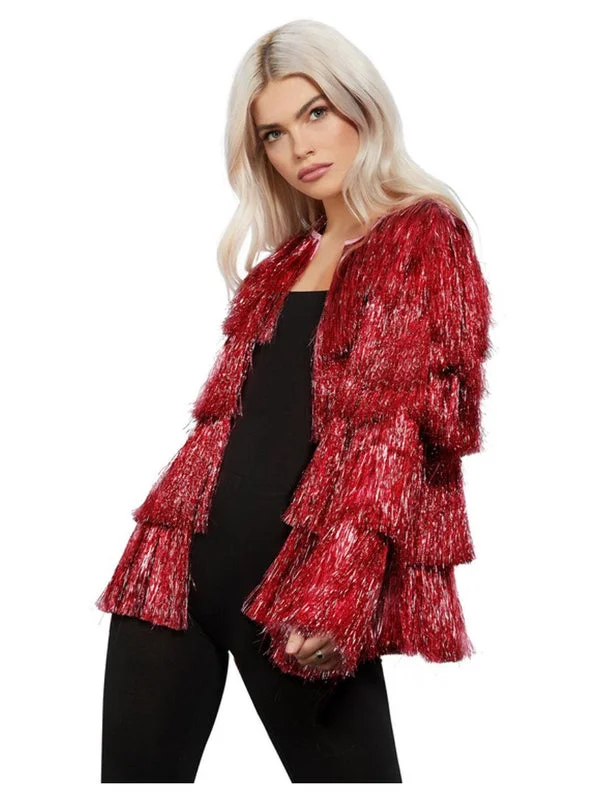 Fever Tinsel Festival Jacket Adult Red Denim Jacket Leather Jacket Suede Jacket