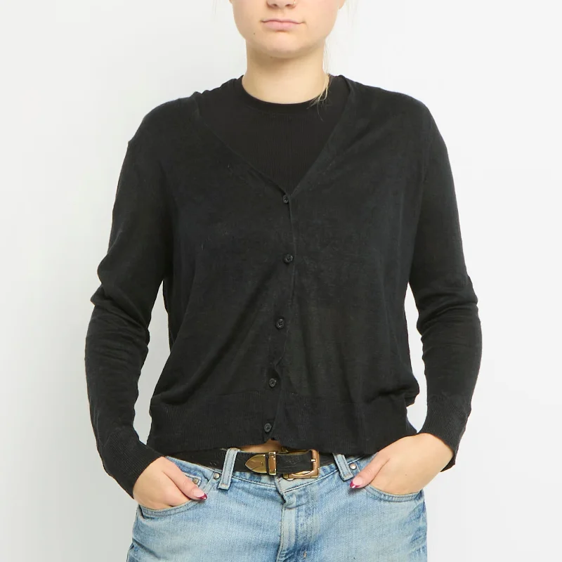 Ralph Lauren Cut Out Thin Cardigan - UK 12 Iron Safe Non-Iron Wrinkle Free