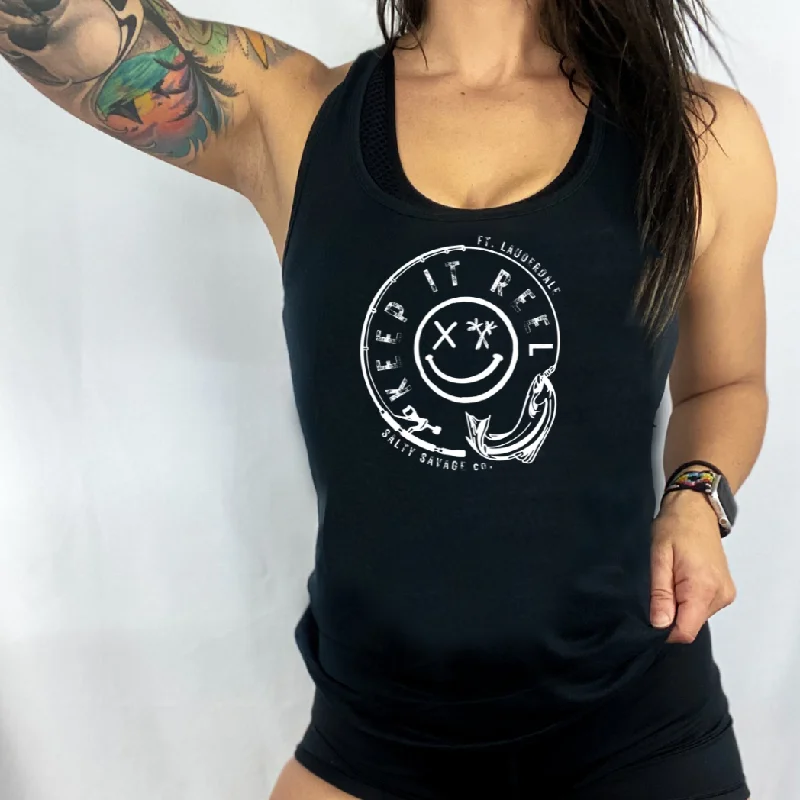 Ladies "KEEP IT REEL" Racerback Tank bold tank top