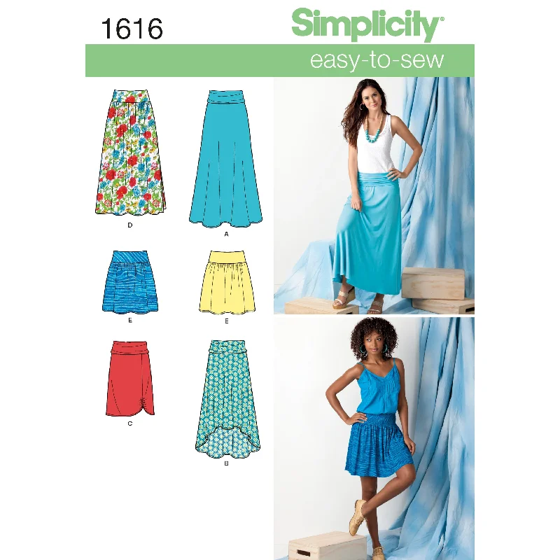Simplicity Pattern 1616  Women's Knit or Woven Skirts low waist skirt