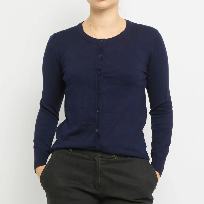 Round Neck Knitted Cardigan - UK 10 Knit Fabric Woven Fabric Fleece Fabric