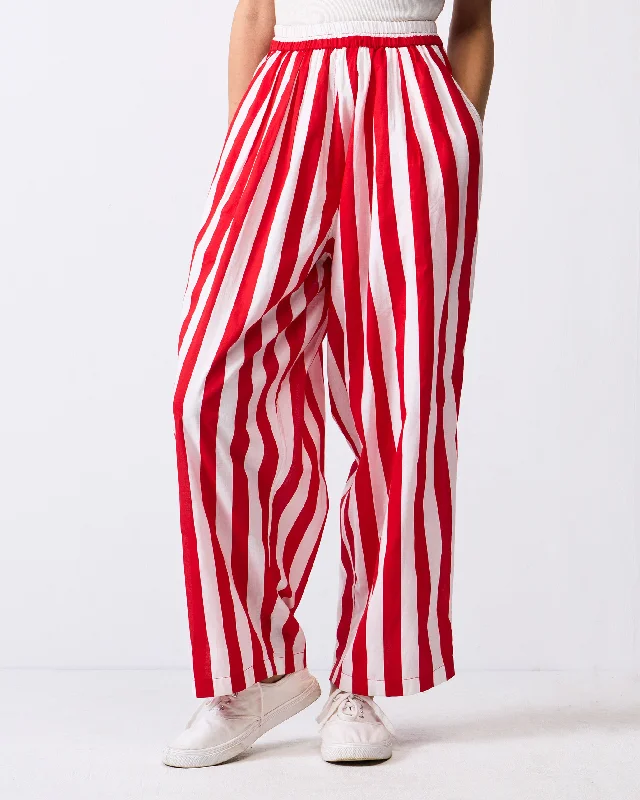 Recess Pants - Red & White Stripes Stylish Elastic Waist Pants