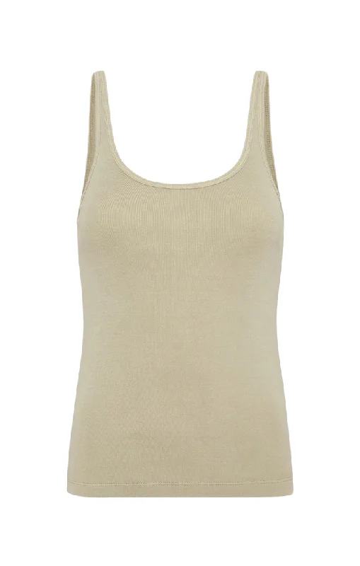 Organic Cotton Slim Scoop Tank - Moss Grey sequin tank top