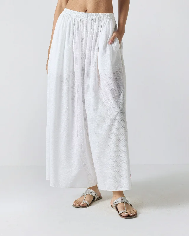 Yoi Hem Pants - White Stylish Paperbag Waist Pants