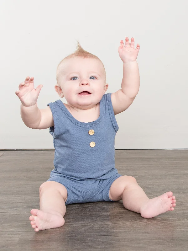 Unisex Cotton Tank & Shorts Outfit - Mediterranean Blue mint tank top