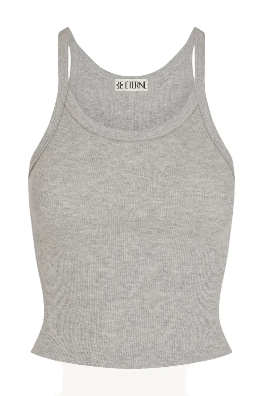Cropped Rib Tank - Grey strapless tank top