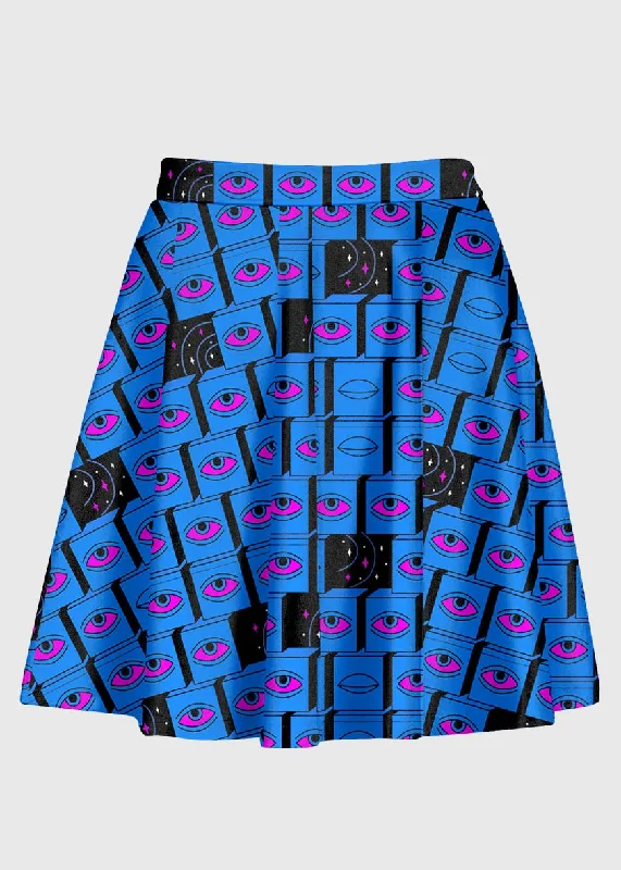 Universe Eyes Weirdcore Cartoon Skirt button skirt front