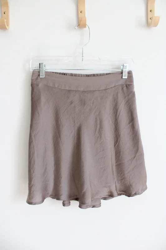 Wishlist Apparel Taupe Flowy Mini Skirt | S leather skirt sleek