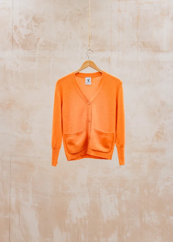 Full Sleeve Matilda V-Neck Cardigan in Tangerine Peel Nylon Fabric Polyester Fabric Spandex Fabric