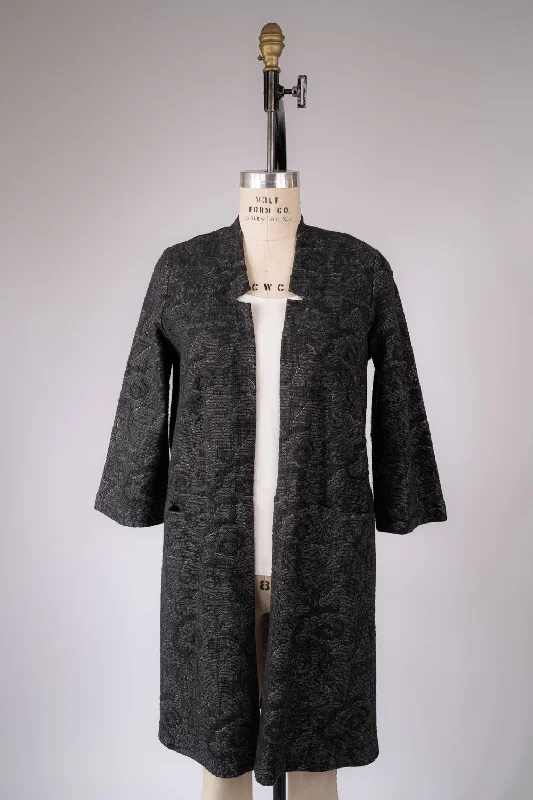Charcoal Duster Cardigan Mesh Fabric Canvas Fabric Denim Fabric