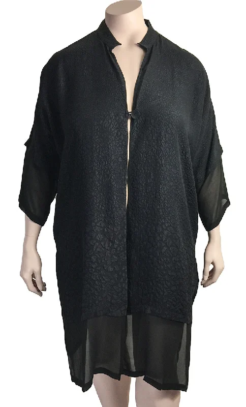 Dressori Black Silk Duster Jacket Fitted Jacket Loose Jacket Oversized Jacket