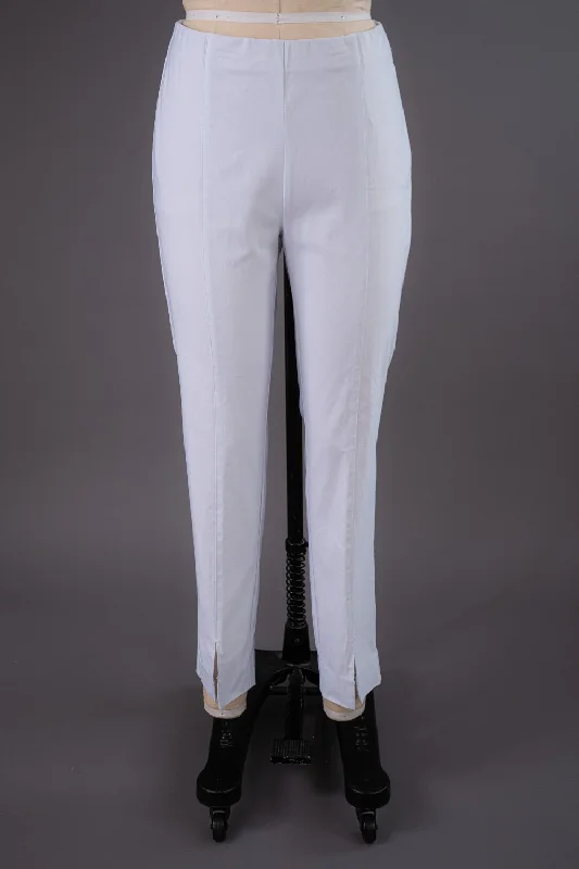 Split Hem White Pants Chic Slim Fit Pants