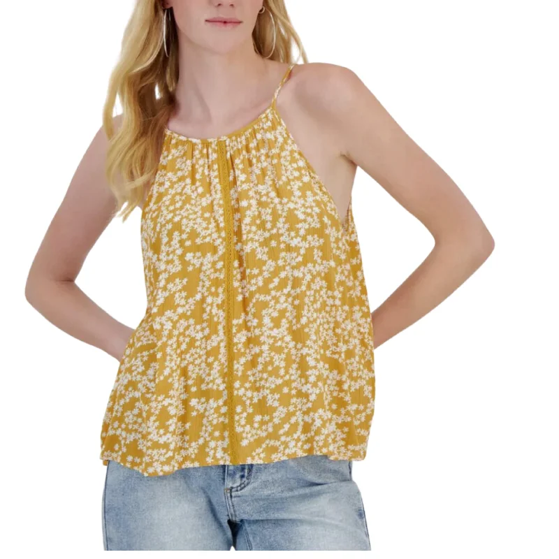 HIPPIE ROSE - Women's High Neck Sleeveless Tank Top striped tank top