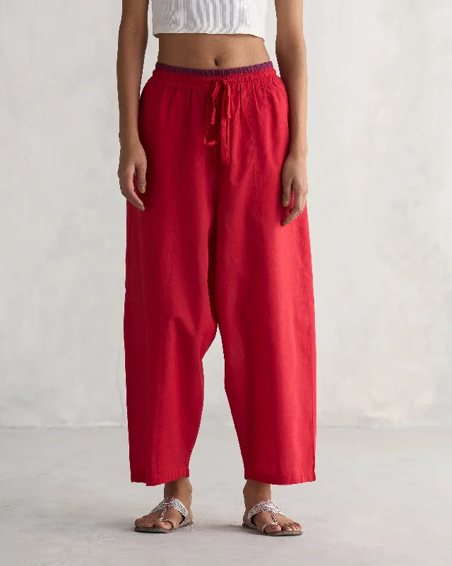 Flayer Drawstring Pants - Red Soft Wool Pants