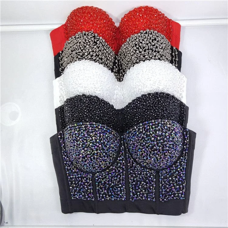 Novance New Inventions 2022 Spaghetti Straps Black Camisoles Custom Sexy Shiny Crystals Beaded Stage Summer Women's Tank Tops lime green tank