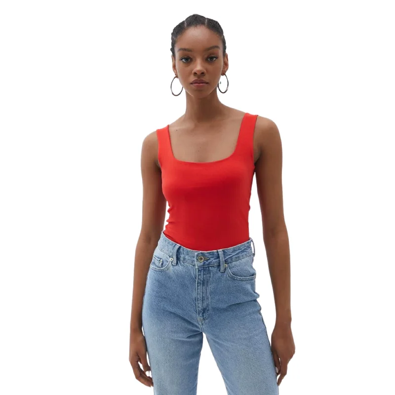 OXXO - Flexible Square Neck Singlet tank top cold shoulder tank