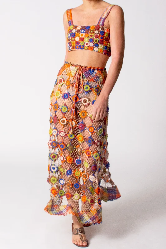 Pilar Hand Knit Maxi Skirt denim skirt trendy