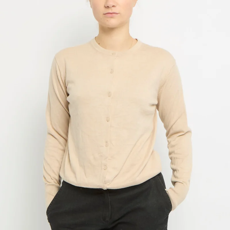 Round Neck Cardigan - UK 10 Glossy Satin Silk
