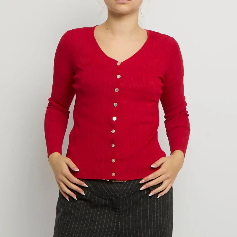 Fine Knit Cardigan - UK 10 Glossy Satin Silk