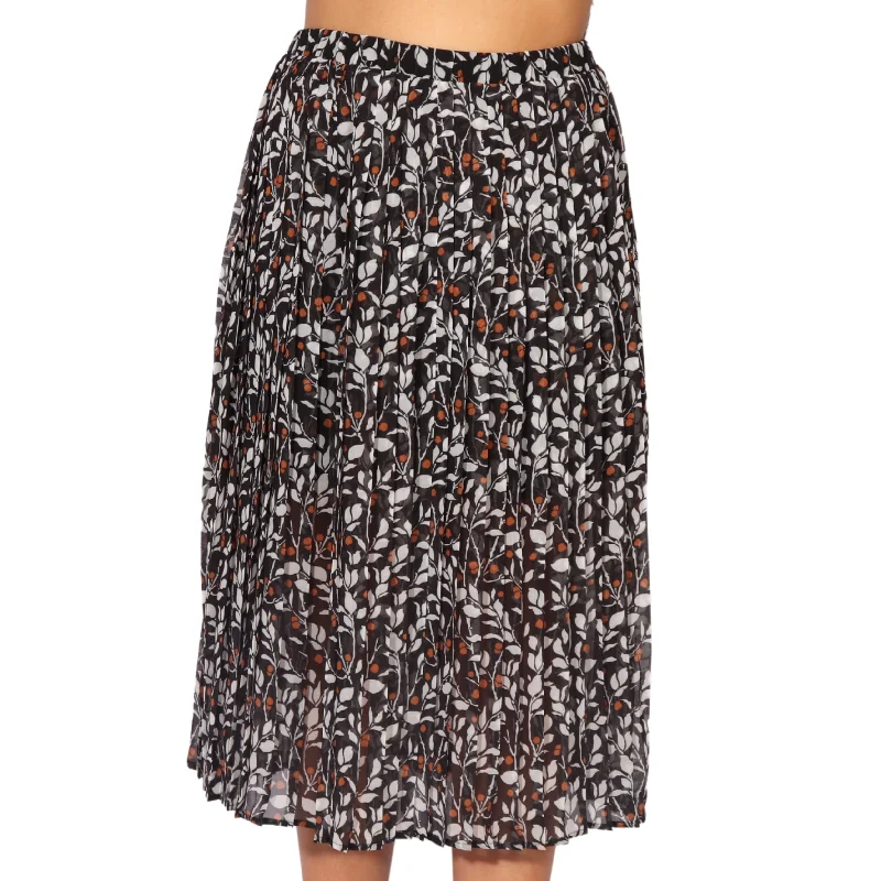 OXXO - Pleated floral pattern skirt cashmere skirt soft