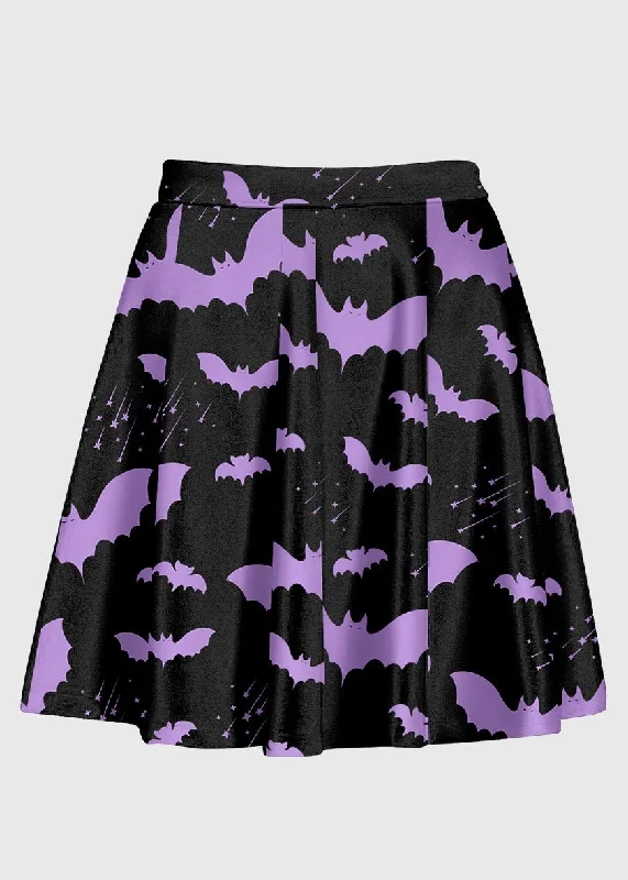 Purple Bat Pastel Goth Skirt seamless skirt comfort