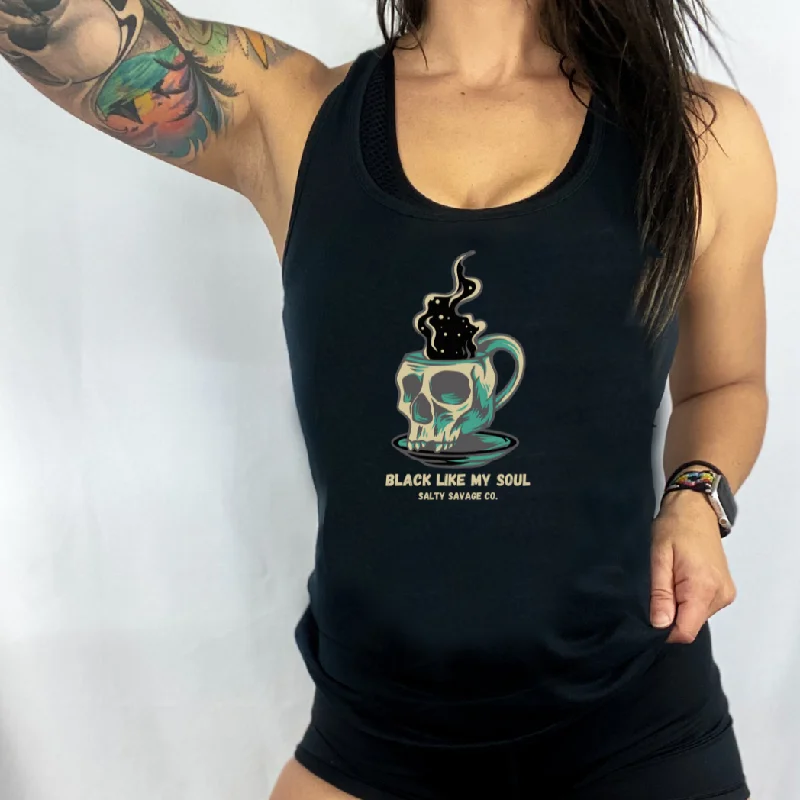 Ladies "BLACK LIKE MY SOUL" Racerback Tank relaxed fit tank
