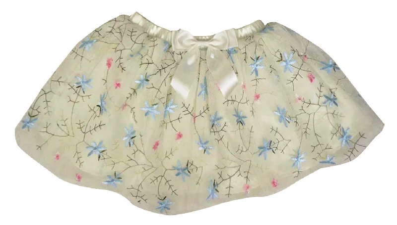 Little Girls White Multi-Floral Tutu Skirt silk skirt lustrous