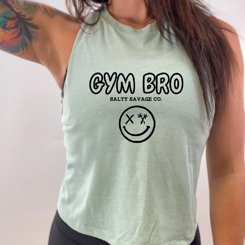 Ladies "GYM BRO" Flowy Crop Tank peach tank top