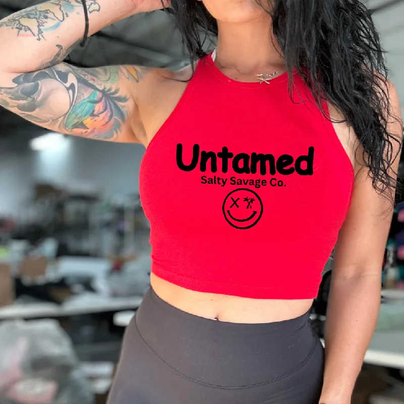Salty Savage Ladies "Untamed" High Neck Sleeveless Crop Tank high neck tank