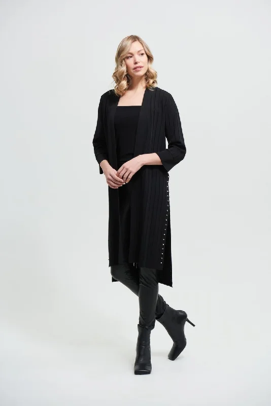 Black Cardigan w/ Studs Crew Neck V-Neck Turtle Neck