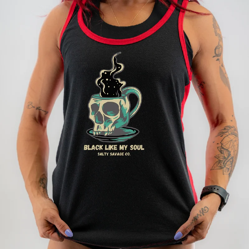 Salty Savage Ladies “BLACK LIKE MY SOUL” Two Tone Racerback Tank glitter tank top