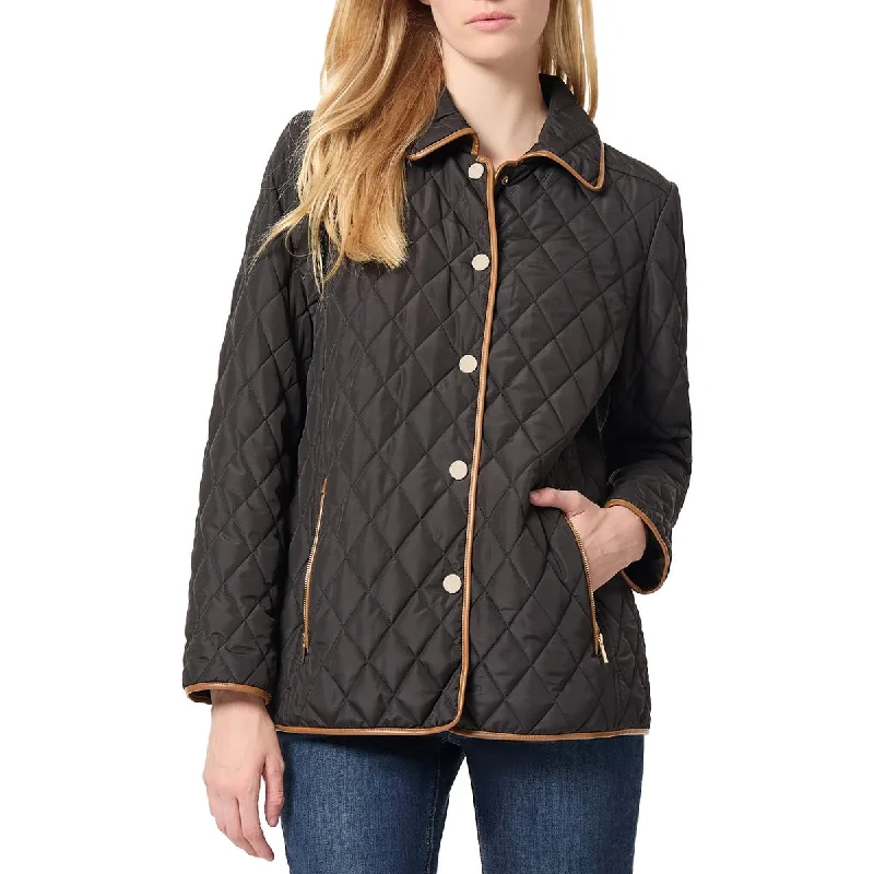 Jones New York Womens Quilted  Soft Shell Jacket Faux Fur Jacket Real Fur Jacket Shearling Jacket