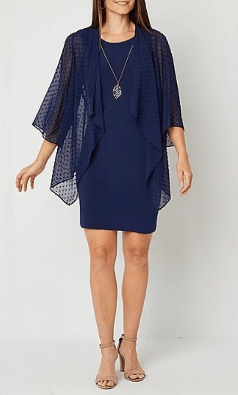 Sandra Darren 75827 - Long Sleeve Sheer Jacket Dress Tiered Jacket Buttoned Jacket Zippered Jacket