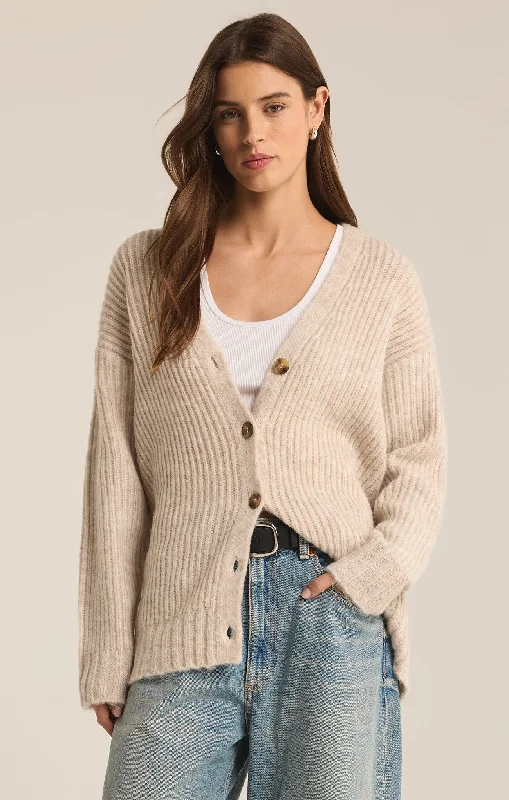 Z Supply Josie Cozy Cardigan | Light Oatmeal Heather Transparent Opaque Sheer