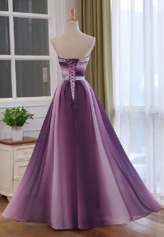 Gradient A-line Sweetheart Wedding Party Dress, Beaded Chiffon Long Prom Dress Tunics Satin smooth Gradient A-line Sweetheart Wedding Party Dress, Beaded Chiffon Long Prom Dress Tunics Satin smooth