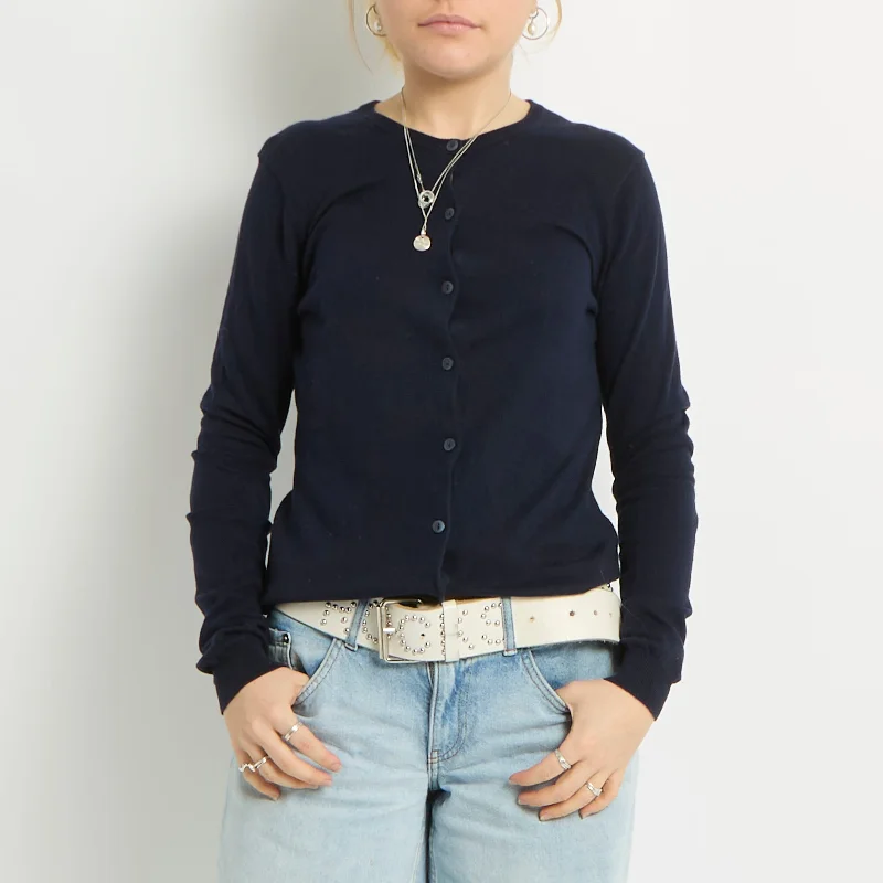 Fine Knit Cardigan - UK 12 Herringbone Houndstooth Plaid