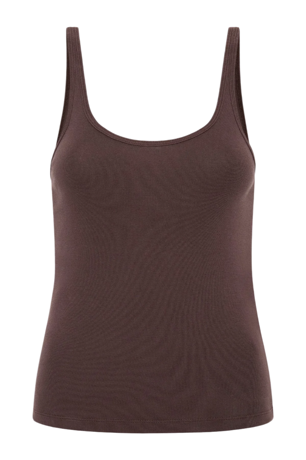 Organic Cotton Slim Scoop Tank - Raisin black tank top